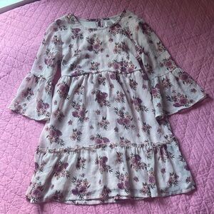 wonder nation Pink Floral Ruffle Blouse with Purple Flowers